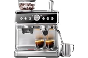 ICEVIVAL Espresso Machine with Grinder, 30-Grind Settings Coffee Machine, Features 20 Bar Pump, Coffee Maker with Milk Frother & 58mm Commercial Portafilter for Cappuccino and Latte