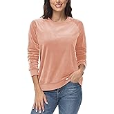 MAGCOMSEN Women's Velour Sweatshirts Crewneck Long Sleeve Casual Pullover Soft Warm Shirts Velvet Tops Winter Fall