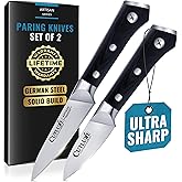 Cutluxe Paring Knife Set – 4" Fruit and 3" Peeling Knives – Small Knife with Razor Sharp Blade – High Carbon German Steel, Full Tang & Ergonomic Handle Design – Artisan Series