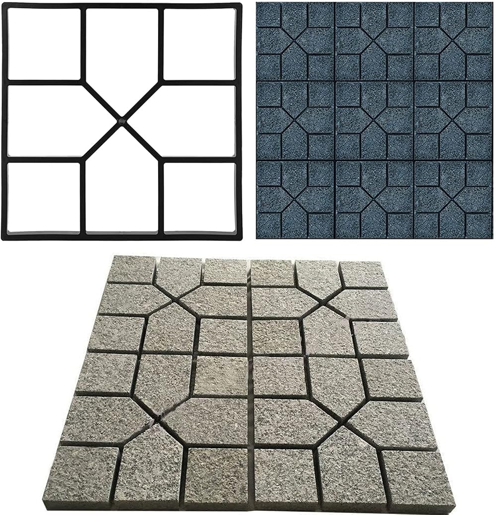 Ejoyous 8 Grid Concrete Slab Mould 40x40cm Pavement Path Maker Black PP