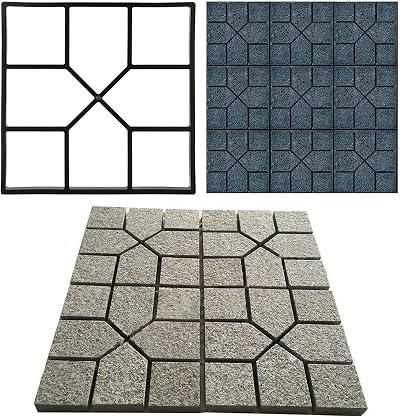 Ejoyous 8 Grid Concrete Slab Mould 40x40cm Pavement Path Maker Black PP