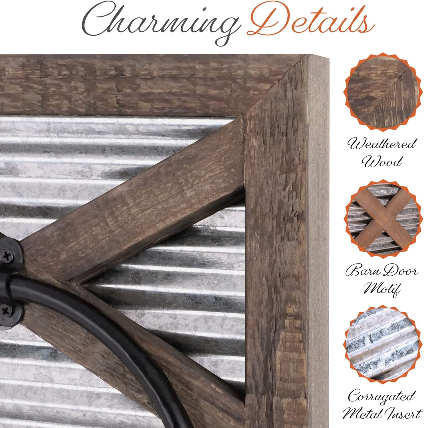 Autumn Alley Rustic Barn Door Bathroom Towel Ring | Wall Mounted Farmhouse Hand Towel Holder | Barn Wood, Galvanized Corrugated Metal and Black Ring Combine Perfectly for Country Charm: Home & Kitchen
