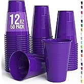 Exquisite Party Solids 12 Oz Purple Plastic Cups For Party Supplies 50 Pack | Purple Disposable Cups Plastic | Disposable Drinkware For Parties, Events & Everyday