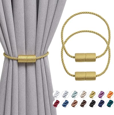 Pretty Jolly 2 Pack Magnetic Curtain Tiebacks 16 Inch Gold