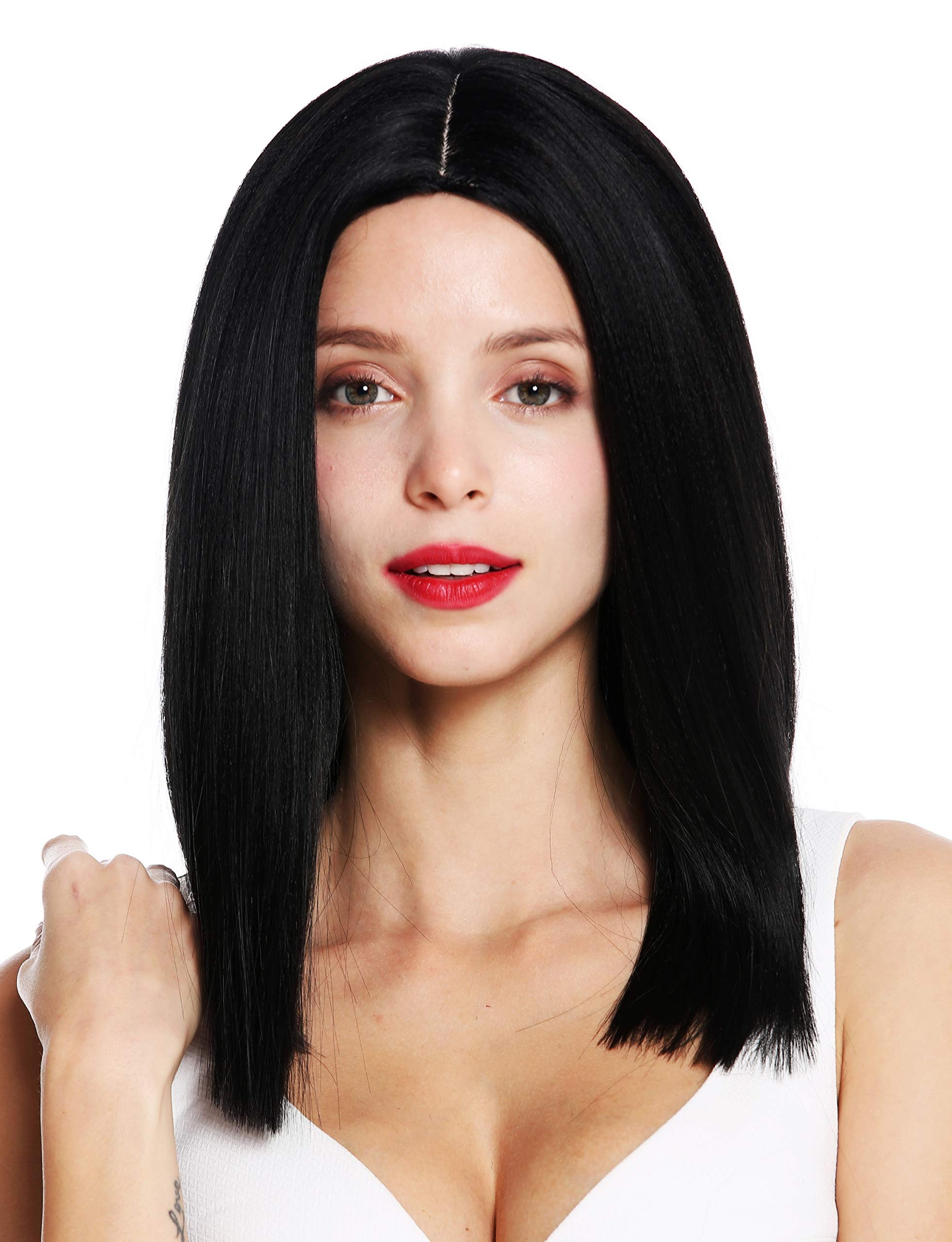 WIG ME UP - VK-51-1B quality women's wig shoulder length sleek blunt cut middle parting black