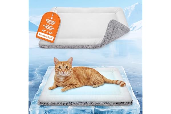 Dog Cooling Mat, Self Warming Cat Bed, Reversible Warm & Cooling Cat Bed, Winter Warm Cat Pad & Summer Cooling Cat Mat for Kittens & Small Dogs, Perfect for Crates, Beds & Sofas, Gray, 18" x 24"