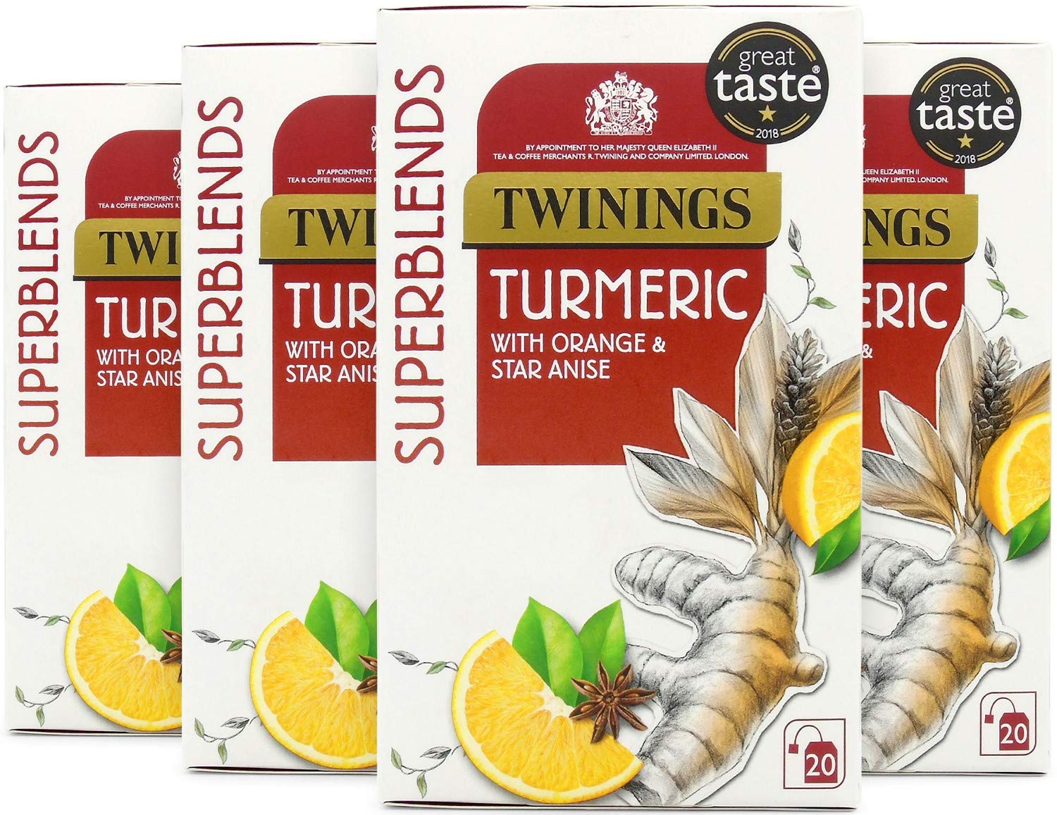 Twinings Superblends Turmeric, 80 Tea Bags, (Multipack of 4 x 20 Bags) Buy Online in United