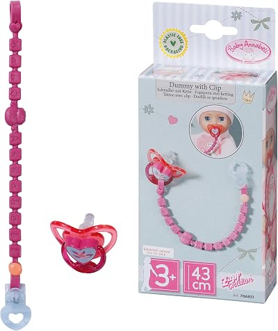 Baby Annabell Dummy with Clip for Dolls 43cm Beaded Chain Butterfly