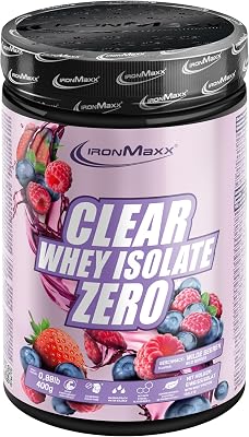 Clear Whey Isolate Zero, Bayas silvestres Lata de 400 g, Aislado de proteína de suero transparente sin azúcar, Proteína transparente sin lactosa