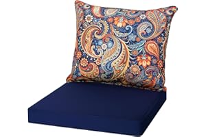 Fabuday Outdoor Chair Cushions Set - 24 x 24 Inch Waterproof & Fade Resistant Patio Furniture with Removable Cover Deep Seat & Back Pillow with Ties Replacement for Sunbrella Outside Sofa Couch Floral