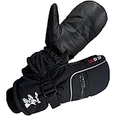 SKYDEER 100% Waterproof and Premium Deerskin Suede Leather Ski Gloves with 150G 3M Thinsulate Lining, Ultra Soft & Durable & Warm Cold Weather Gloves for Extreme Cold Condition (SD8650T)