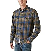 Lucky Brand Mens Lucky Brand Men's Plaid Indigo Western Long Sleeve Shirt