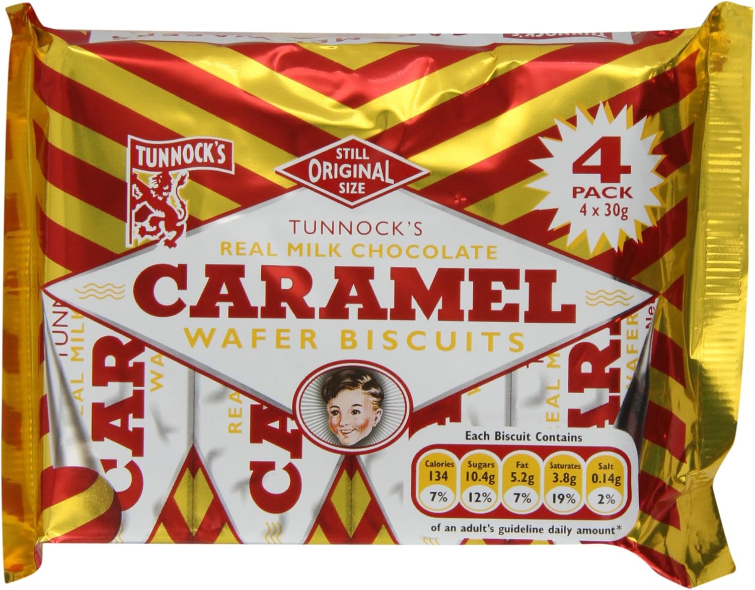 Tunnock's Real Milk Chocolate Caramel Wafer Biscuits 120 g (4 x 30g