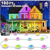 INZIDOL 100FT Permanent Outdoor Lights, IP67 Waterproof for House Roof, Holiday, Party, Daily Lighting, Smart RGB Outdoor Lights with Remote APP Control & DIY Scenes