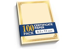 100 Certificate Paper 8.5 x 11 for Printing - Blank Certificate Papers for Award Certificates & Diploma Paper - Premium Gold 