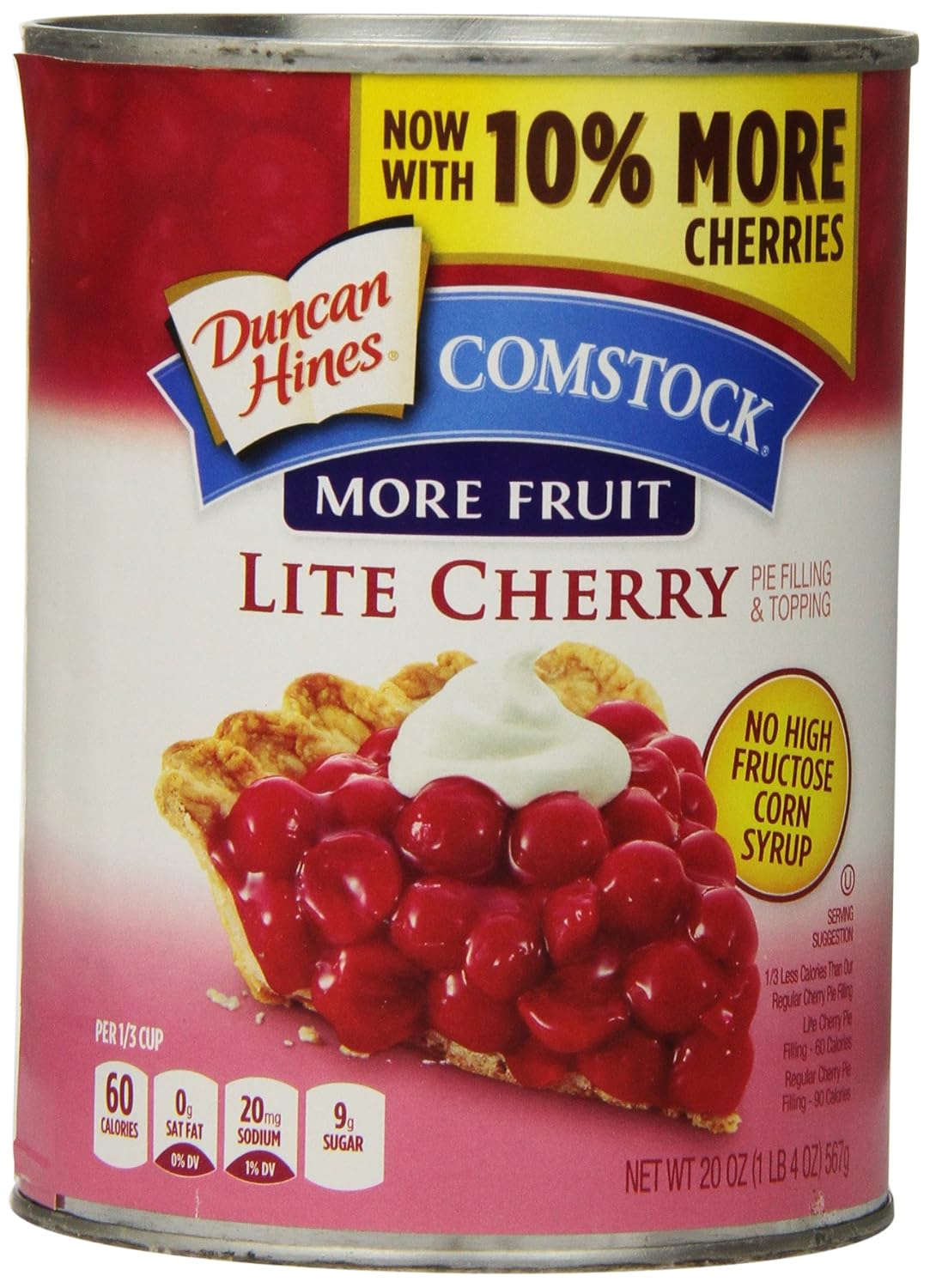 Duncan Hines Comstock Lite Pie Filling & Topping, Cherry, 20 Ounce (Pack of 12)