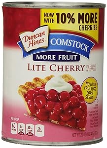 Duncan Hines Comstock Lite Pie Filling & Topping, Cherry, 20 Ounce (Pack of 12)