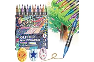 24/48/72/96 Colors Glitter Effect Brush Markers, Metallic Glitters Dual Tip Marker, Quick-Drying Large Capacity Markers For C