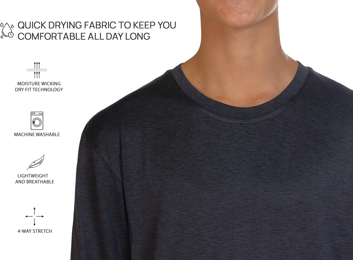 4 Pack: Youth Dry-Fit Moisture Wicking Active Athletic Performance Long-Sleeve T-Shirt Boys & Girls: Clothing