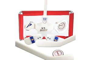 Tharos Distribution Nova Hockey Complete Set Table/Floor Hockey Game, Goalie, Net, (1) Pucks, (2) Sticks., White