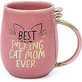Hendson Cat Mom Gifts for Women - Crazy Cat Lady Coffee Mug Gift for Kitten Lover Mom, Daughter, Sister, Aunt, Wife, Best Friends, BFF, Coworkers, Her - Best Mom Ever - 13oz Pink Amethyst Series