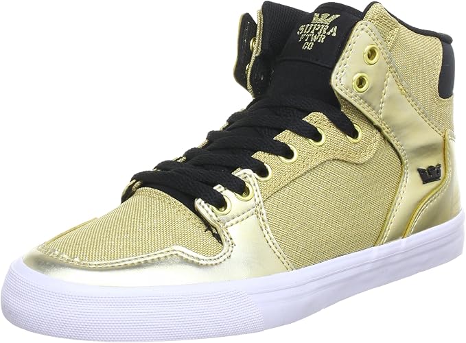 Amazon.com: Supra Vaider High Top Skate Shoe - Women's Gold Leather/Gold Glitter Canvas, 6.0 