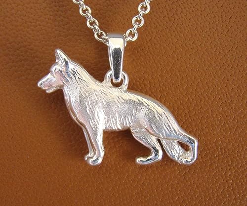 sterling silver german shepherd necklace