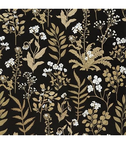 VEELIKE Retro Dark Floral Wallpaper Vintage Moody Wallpaper for Bathroom Bedroom Walls 17.7''x118'' Renter Friendly Removable Flower Wall Mural Self Adhesive Floral Contact Paper for Cabinets Drawers