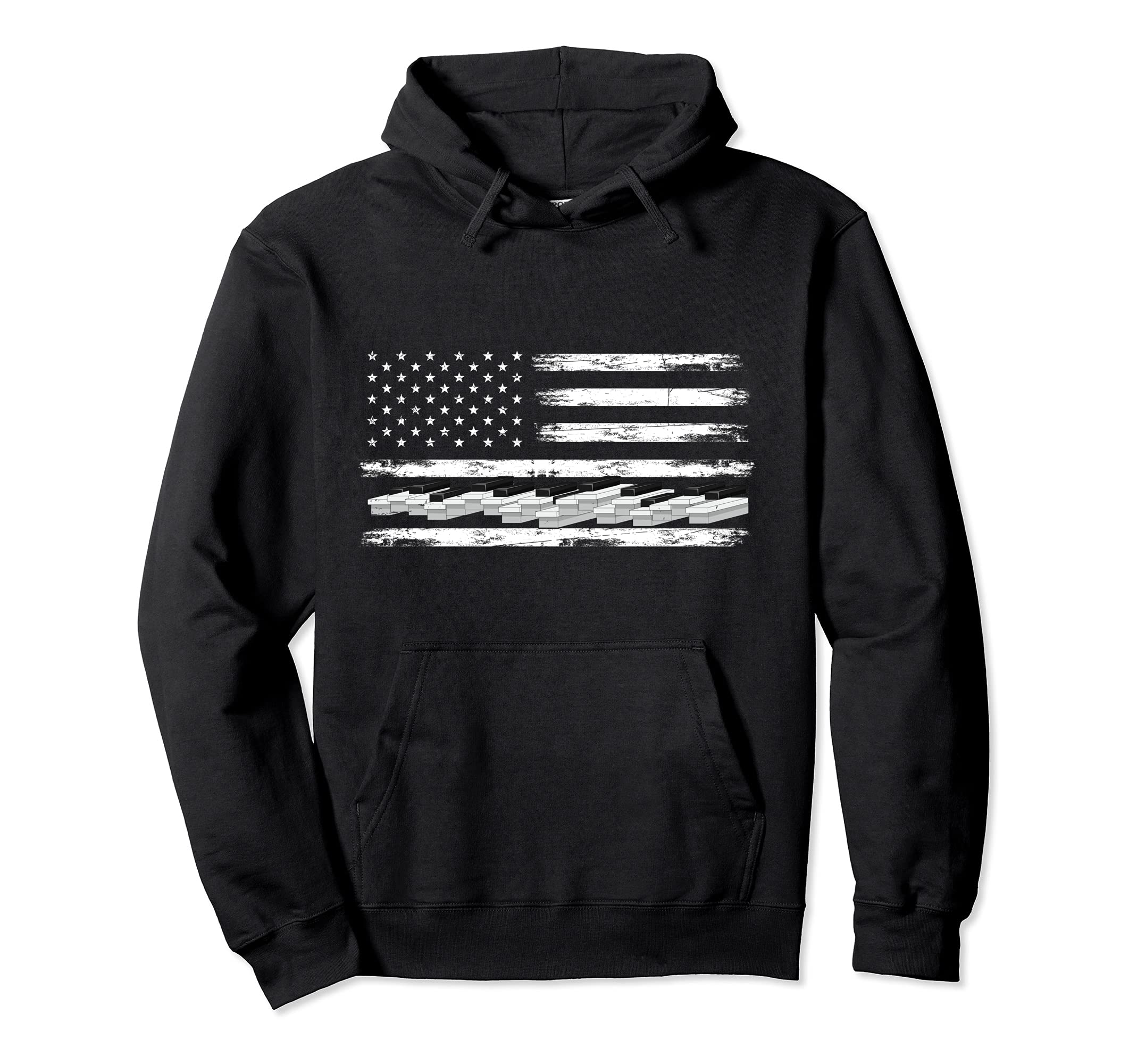 Piano Keyboard Pianist Classical Music USA Flag Piano Pullover Hoodie