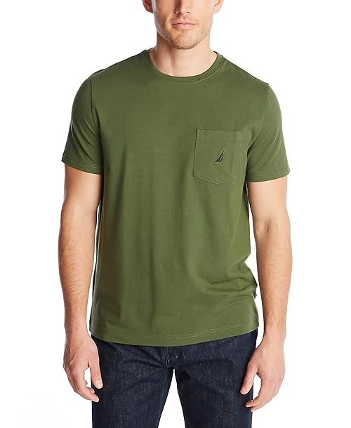 Nautica mens Solid Crew Neck Short Sleeve Pocket T-shirt T Shirt, Pine Forest Green, XX-Large US