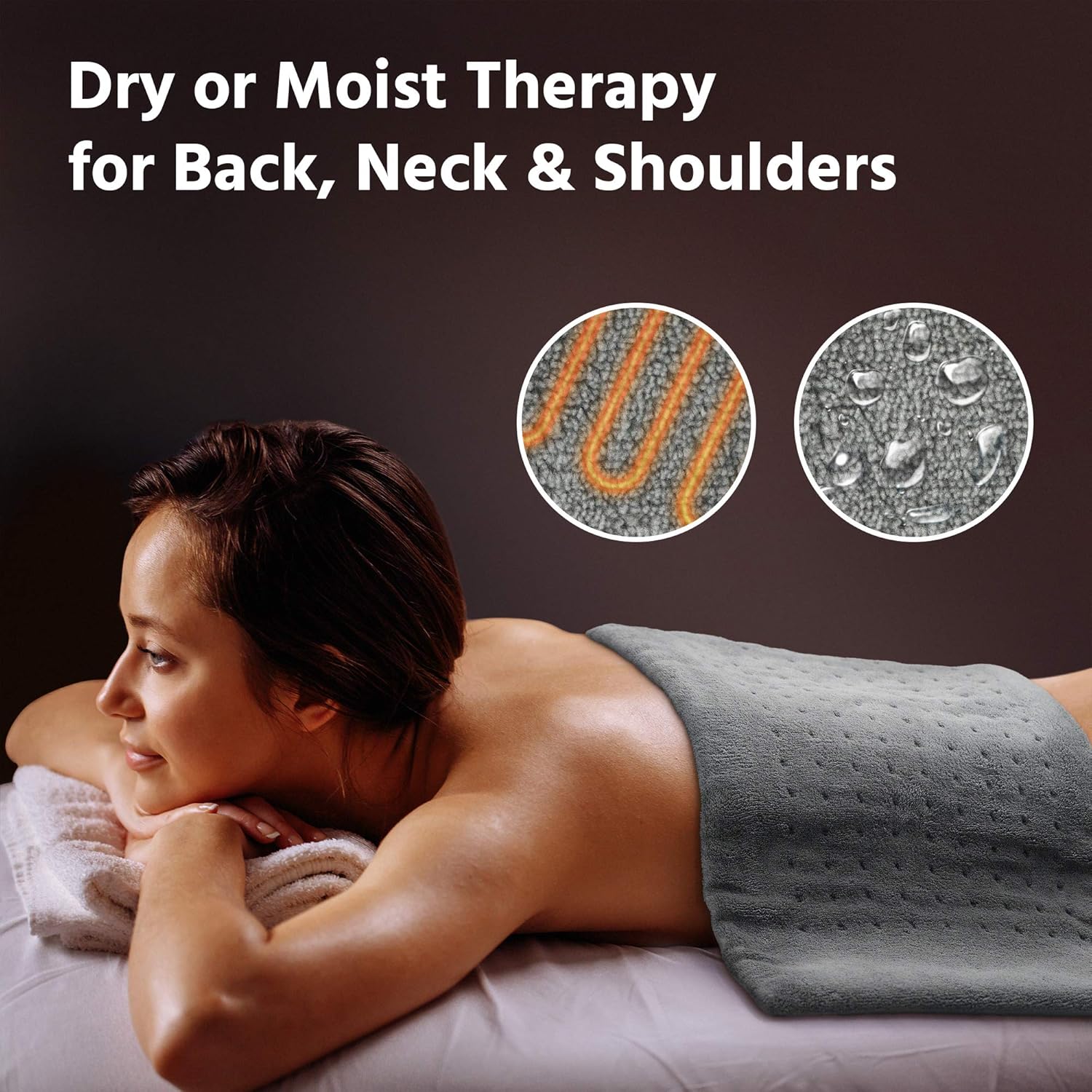 XL Heating Pad - Electric Heating Pad for Moist and Dry Heat Therapy - Fast Neck/Shoulder/Back Pain Relief at Home - [12"x24"] GENIANI (Tabby Gray): Health & Personal Care