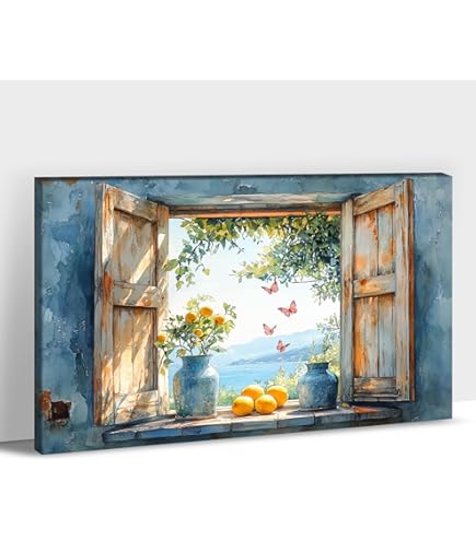 Vintage Floral Wall Art Poster, Lemon Kitchen Pictures Wall Decor Daisy Still Life Print For Bedroom Living Room 12x16 In Unframed