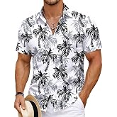 Tropical Hawaiian Shirt for Men, Summer Beach Luau Outfit, Button Down | Cotton Hawaiian shirt for men with tropical print, short sleeves, button down style for summer beach luau Shirt