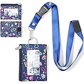 WONDERFUL FLOWER ID Card Holder Breakaway Lanyard, Nylon Lanyard Wallet, Zip ID Case Water Resistance, Keychain Coin Purse for Cards, Badges, Cash, Work, Travel, Cruise, Teachers, Students, Women, Men