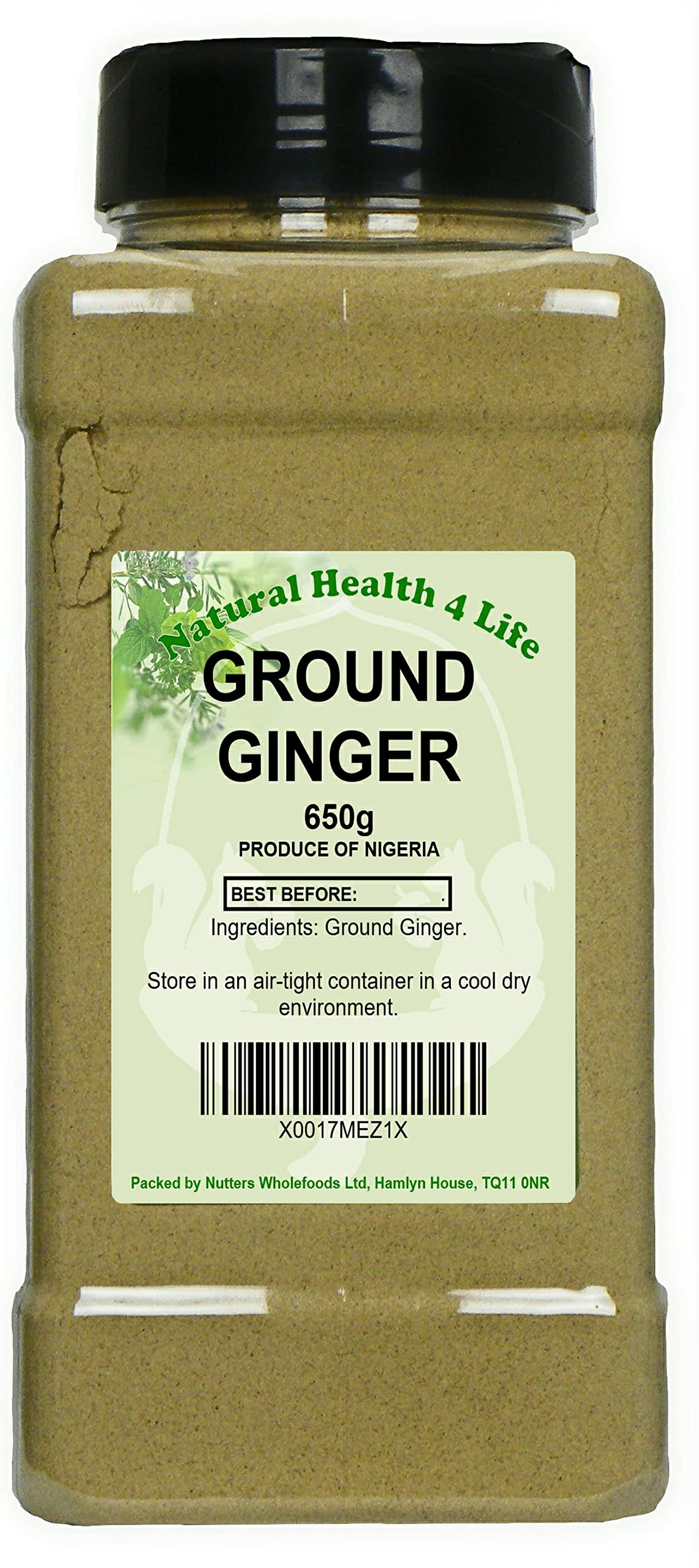Natural Health 4 Life Dried Spices Ground Ginger Seasoning 650 g in PET Jar with Shaker Lid (1 Jar)