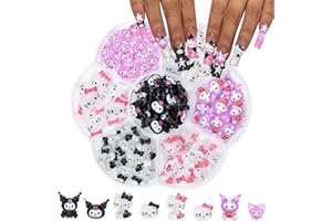 GETRIC 80PCS Kawaii Nail Charms 3D Slime Charms for Nail Art Decorations Supplies Flatback Resin Charms for Acrylic Nails Cute Cartoon Kitty DIY Nail Accessories -（Style 1）