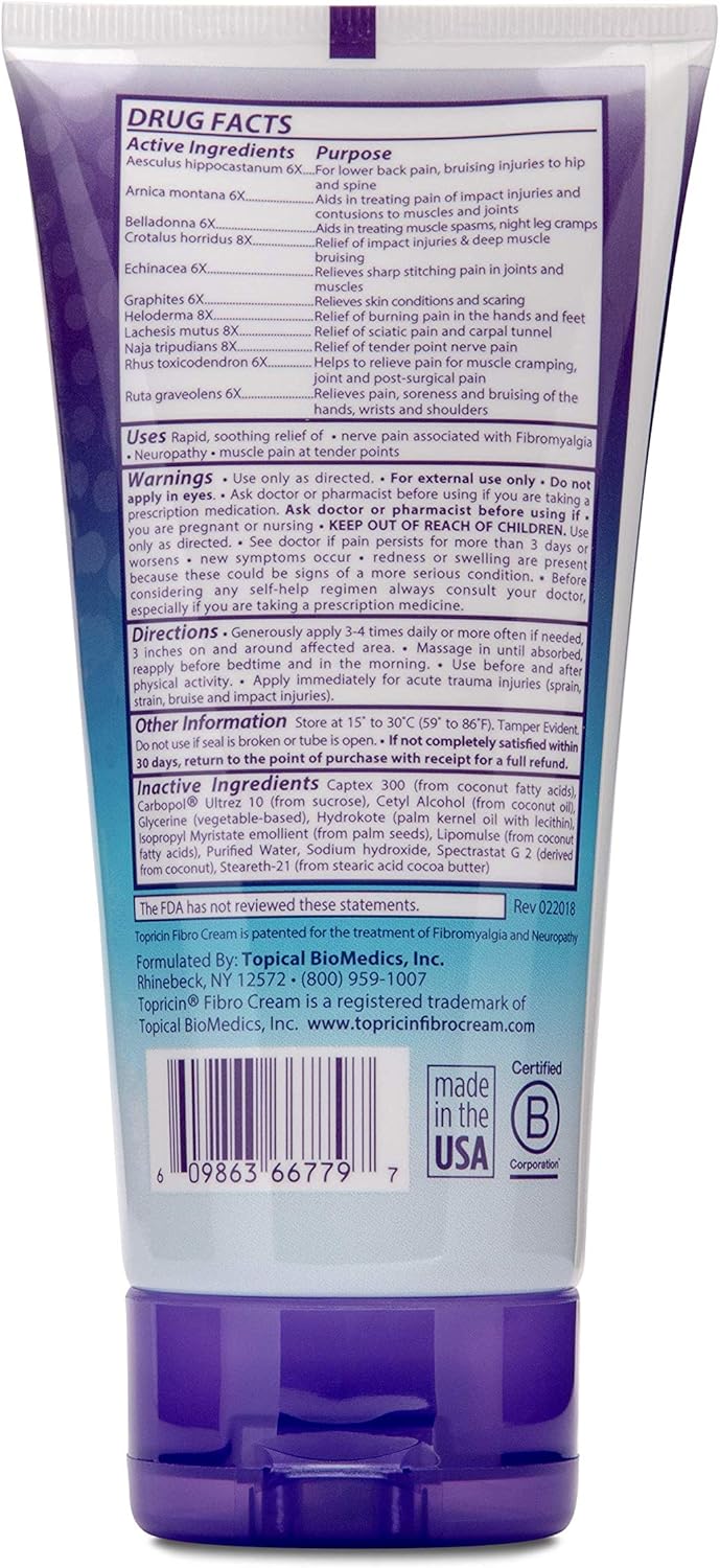 Topricin FIBRO Pain Relieving Cream (6 oz) – Rapid Relief For Fibromyalgia with Patented Formula - Reduces Duration and Intensity of Fibromyalgia Episodes, Improves Sleep and Restores Energy: Health & Personal Care