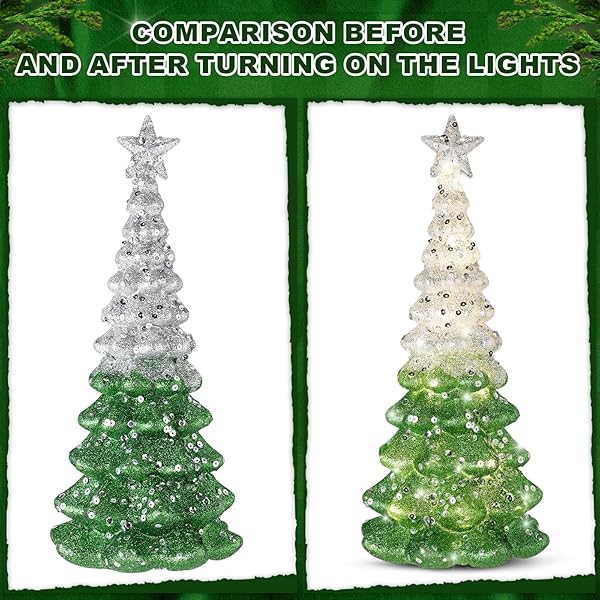 2 PCS MERCURY GLASS CHRISTMAS TREE FOR TABLETOP LIGHT UP CHRISTMAS DECOR 11.6″ ILLUMINATED GLASS XMAS TREE BATTERY OPERATED XMAS TABLE CENTERPIECE FOR HOME FIREPLACE FESTIVE DECOR GIFT(SILVER)