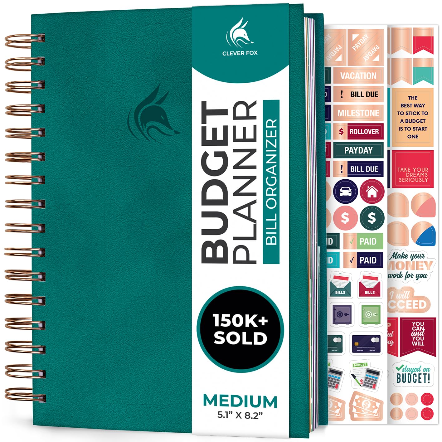 Clever Fox Budget Planner & Monthly Bill Organizer with Pockets. Expense Tracker Notebook, Budgeting Journal and Financial Planner Budget Book to Control Your Money. Medium Size – Dark Teal