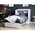 AFI Southampton Twin XL Murphy Bed Chest with Mattress, Storage, and Built-in Charger in White