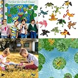 JEOPKO 24Pcs Plastic Frogs Set with Lotus Leaves for Pond Pool Decor view 6
