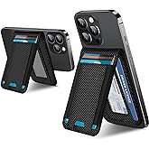ExtreLife 2-in-1 Magsafe Wallet, Adjustable Stand and Open ID Window, Magnetic Wallet for iPhone 17/16/15/14 Pro Max/14 Pro/14/14 Plus/13/12 Series, 9 Cards, Black Carbon Fiber