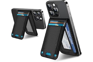 ExtreLife 2-in-1 Magsafe Wallet, Adjustable Stand and Open ID Window, Magnetic Wallet for iPhone 17/16/15/14 Pro Max/14 Pro/14/14 Plus/13/12 Series, 9 Cards, Black Carbon Fiber