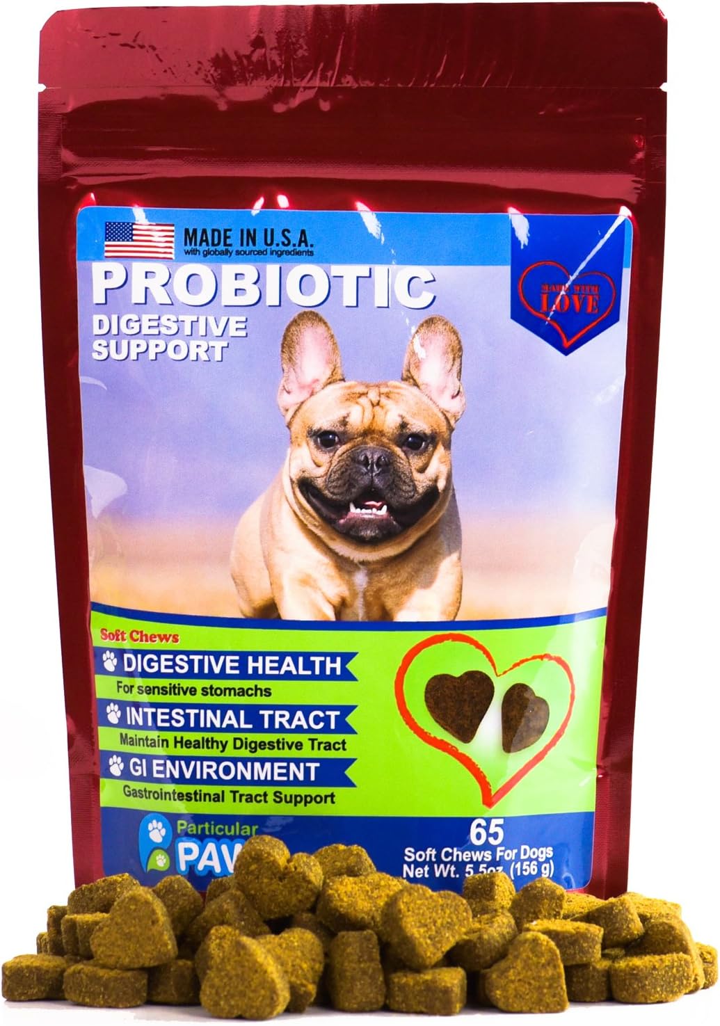 Probiotics for Dogs - Treats - for Digestion, Diarrhea Relief, Regularity, Promotes Immune System and Digestive Health - 65 Soft Chews