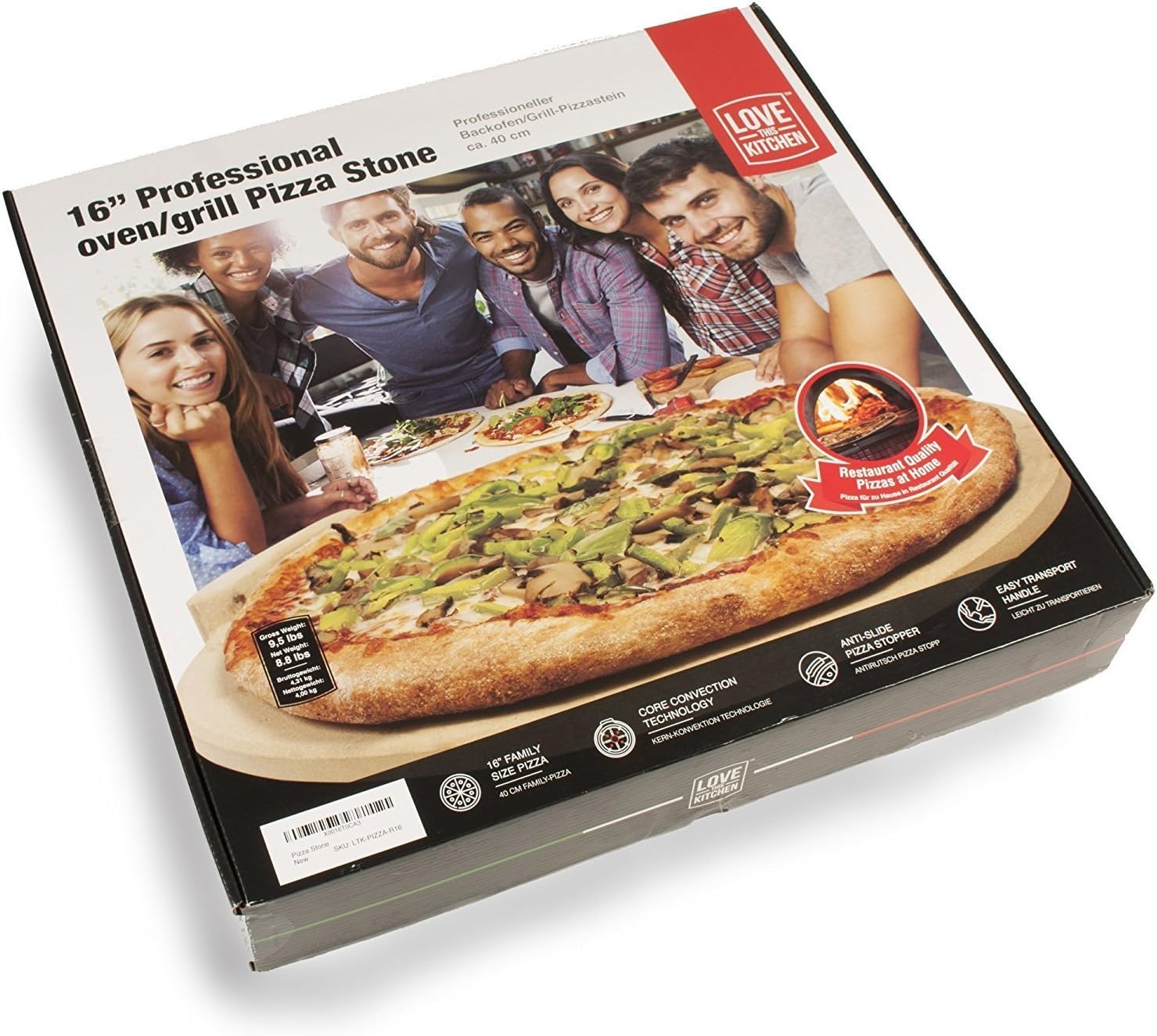 The Ultimate Pizza Stone for Oven & Grill. 16 inch Round Baking Stone with Exclusive ThermaShock Protection & Core Convection Tech for the Perfect Crispy Crust on Pizzas & Bread. No-Spill Stopper: Kitchen & Dining