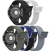 Znyziha 5 Pack Nylon Loop Sport Band Compatible with Garmin Vivoactive 4/Venu 2/Venu 3,22mm Breathable Soft Band Adjustable Watch Straps for Garmin Forerunner 255/265/745/955/965 Women Men