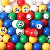 GSE 7/8-Inch Replacement Bingo Balls for Large Cage (Wooden/Multi-Color) | Masterboard, Easy-Read Calling Balls for Large Cages, Parties, Prize Raffles and Game Nights