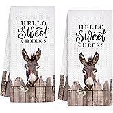 InnoBeta Funny Donkey Gifts, Hand Kitchen Towel 2 Pack, 16 x 24 in Microfiber Dish Tea Towel, Hello Sweet Cheek