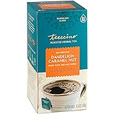 Teeccino Dandelion Caramel Nut Tea, 25 Tea Bags - Caffeine Free, Roasted Herbal Tea with Prebiotics, 3x More Herbs than Regular Tea Bags, Gluten Free, Great Hot or Iced, Herbal Tea