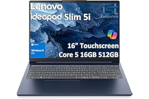 IST COMPUTERS Lenovo IdeaPad Slim 5i Touchscreen Laptop (16" FHD+, Intel Core 5 210H (>i7-1260P), 16GB DDR5 RAM, 512GB SSD) for Business, Home, 1080p IR Webcam, Backlit, 15-Hr Long Battery Life, Wi-Fi 6, Win 11 Pro